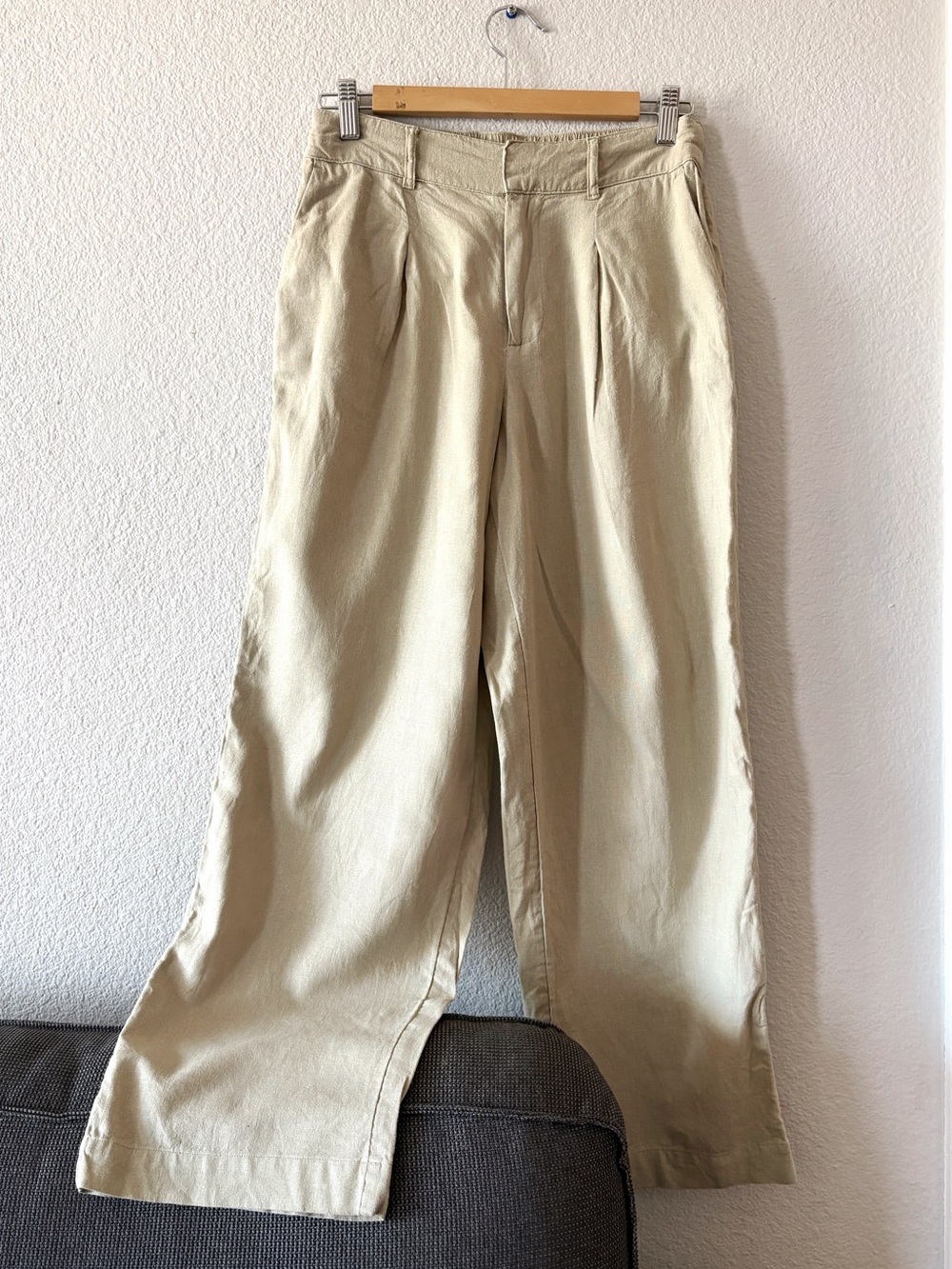 a new day Beige Wide-Leg Linen Blend Pants